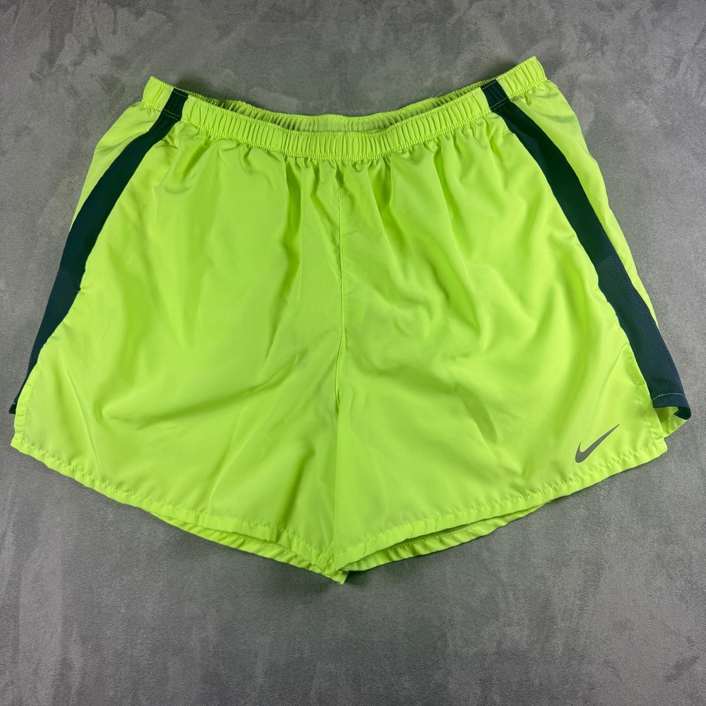 NIKE MEN'S VOLT Neon GREEN/Yellow TRAINING RUNNING SHORTS XL Extra LARGE Dri-fit
